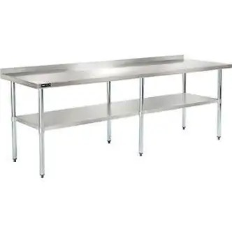 Global Industrial 430 Stainless Steel Table, 96 x 30", Undershelf, 2" Backsplash