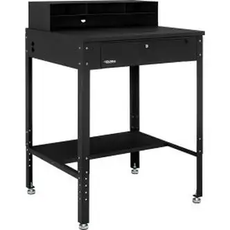 Global Industrial Flat Surfaced Shop Desk w/ Pigeonhole Riser, 34-1/2"W x 30"D, Black