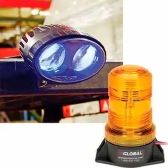 Global Industrial (2) Forklift LED Pedestrian Warning Light + (1) LED Amber Strobe Light Combo