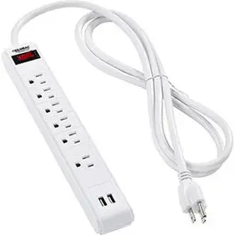 Global Industrial Surge Protected Power Strip W/USB Ports, 5+1 Outlets, 15A,900 Joules,6' Cord