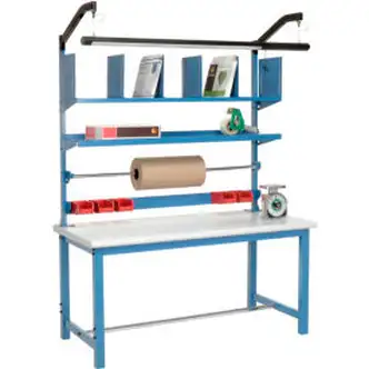 Global Industrial Packing Workbench W/Riser Kit, Laminate Safety Edge, 72"W x 30"D