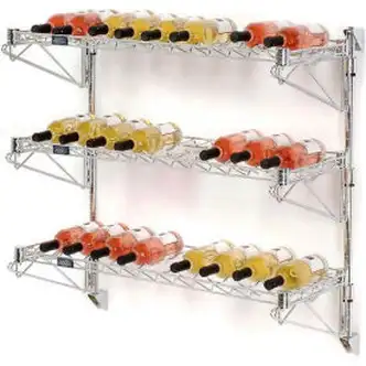 Wine Bottle Rack - Single Wide 3 Shelf Wall Mount 36 Bottle 48"W x 14"D x 34"H
