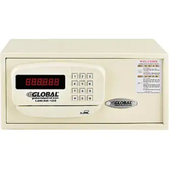 Global Industrial Personal Hotel Safe Electronic Lock w/Card Slot 15Wx10Dx7H Keyed Alike, WHT