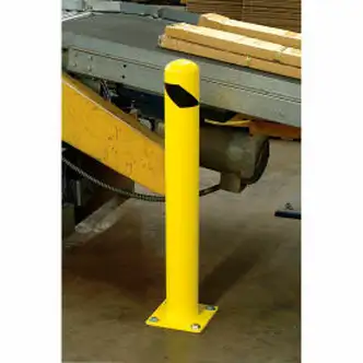 Global Industrial Floor Mount Round Safety Bollard, 4-1/2" Dia. x 36"H, Yellow