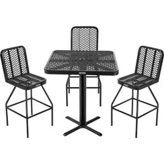 Global Industrial Bar Height Outdoor Dining Set, 36" Square x 42"H Table & 4 Chairs, Black