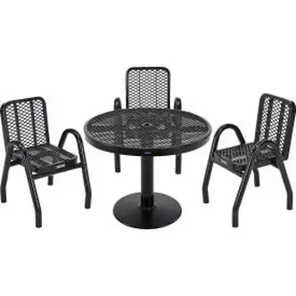 Global Industrial Outdoor Dining Set, 36" Round x 29"H Table & 4 Chairs, Black