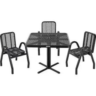 Global Industrial Outdoor Dining Set, 36" Square x 36"H Table & 4 Chairs, Black