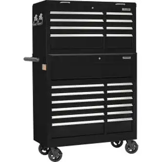 Global Industrial 42-3/8" x 18" x 60-7/8" 21 Drawer Black Roller Tool Cabinet & Chest Combo