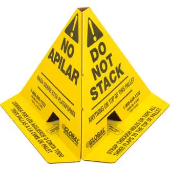 Global Industrial "Do Not Stack" Printed Trilingual Pallet Cones, Yellow, 50/Pack