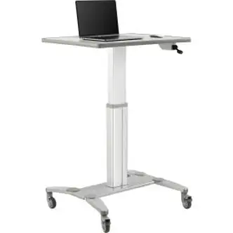 Global Industrial Sit-Stand Mobile Desk With Tablet Slot, Gray/Silver