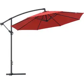 Global Industrial Cantilever Umbrella w/ Crank, Tilt & Cross Brace, Olefin Fabric, 10'W, Red