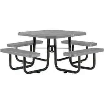 Global Industrial 46" Octagonal Picnic Table, Expanded Metal, Gray