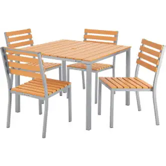 Global Industrial 40" Square Resin Outdoor Dining Table & Chair Set, 4 Chairs, Armless