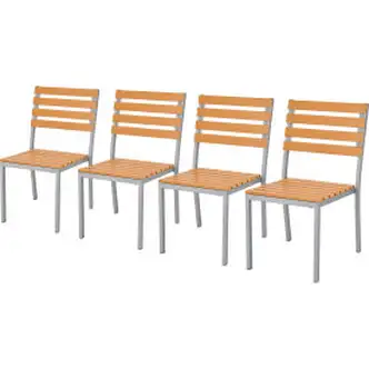 Global Industrial Stackable Outdoor Dining Armless Chair, Tan, 4 Pack