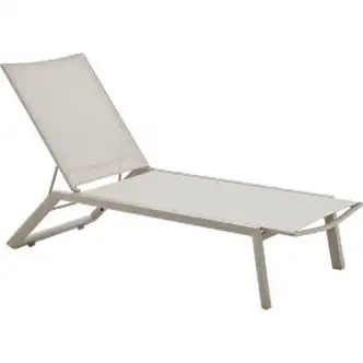 Global Industrial Outdoor Sling Chaise Lounge Chair, Khaki Sling, Tan Frame