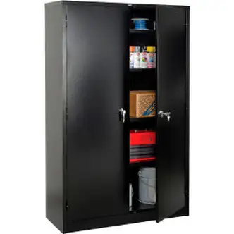 Global Industrial Storage Cabinet, Turn Handle, 48"Wx18"Dx78"H, Black, Assembled