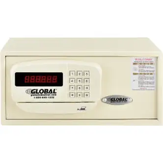 Global Industrial Personal Hotel Safe Electronic Lock Card Slot 15x10x7 Keyed Differently WHT