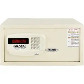 Global Industrial Personal Hotel Safe Electronic Lock Card Slot 18x15x9 Keyed Differently WHT