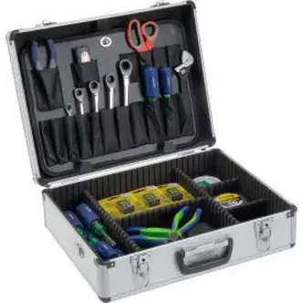 Global Industrial Aluminum Tool Case 18" x 14" x 6" with Tool Panel, Foam and Dividers