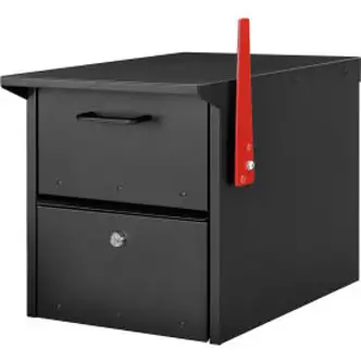 Global Industrial Residential Mailbox 12-1/2x13-5/8x14 Front/Rear Access Locking Door BLK