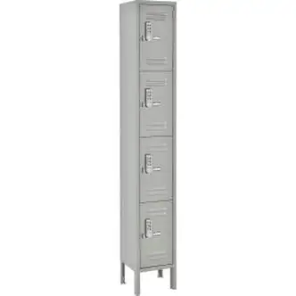 Global Industrial 4-Tier 4 Door Digital Box Locker, 12"W x 15"D x 78"H, Gray, Assembled