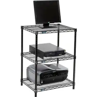 Nexel 3-Shelf Black Wire Shelf Printer Stand, 24"W x 18"D x 34"H