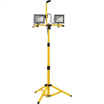 Global Industrial LED Dual Work Light w/Tripod, 20Wx2, 3200 Lumens, IP65, Yellow
