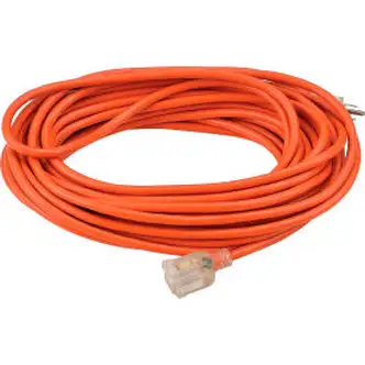 Global Industrial 50 Ft. Outdoor Extension Cord w/ Lighted Plug, 16/3 Ga, 13A, Orange