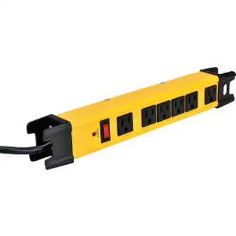Global Industrial Safety Surge Protected Power Strip, 6 Outlets, 15A, 1200 Joules, 6' Cord