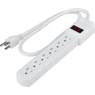 Global Industrial Power Strip, 6 Outlets, 15A, 12"L, 2-1/2' Cord
