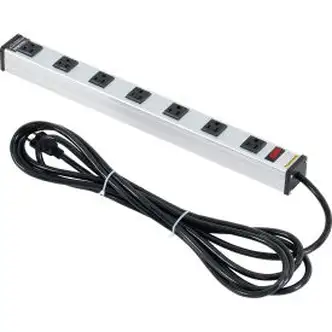 Global Industrial Power Strip, 7 Outlets, 15A, 19"L, 15' Cord