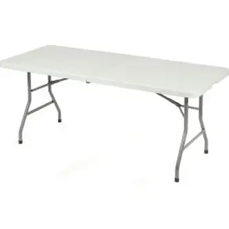 Interion Fold-In-Half Plastic Table, 30" x 72", White