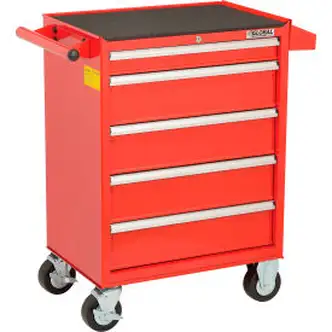 Global Industrial 26-3/8" x 18-1/8" x 37-13/16"  5 Drawer Red Roller Tool Cabinet 