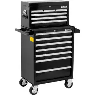 Global Industrial 26-3/8 x 18-1/8" x 52-9/16" 13 Drawer Black Roller Cabinet & Chest Combo 