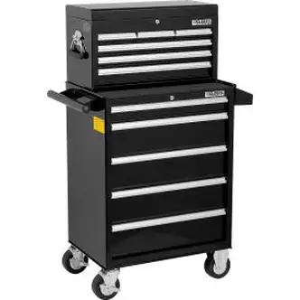 Global Industrial 26-3/8 x 18-1/8" x 52-9/16" 11 Drawer Black Roller Cabinet & Chest Combo 