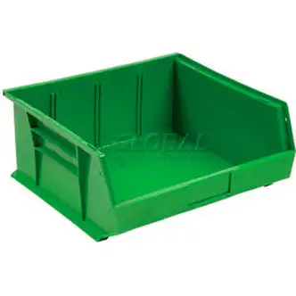Global Industrial Plastic Stack & Hang Bin, 11"W x 10-7/8"D x 5"H, Green