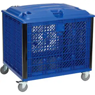 Global Industrial Easy Assembly Vented Wall Container - Lid/Casters 39-1/4x31-1/2x34 Overall