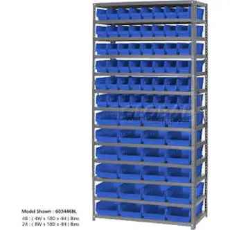 Global Industrial Steel Shelving - Total 76 4"H Plastic Shelf Bins Blue, 36x18x72-13 Shelves
