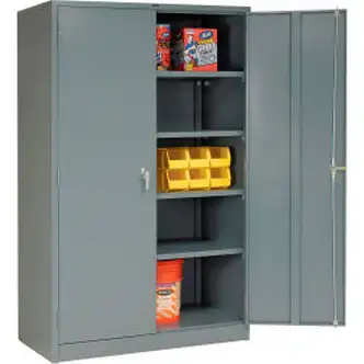 Global Industrial Storage Cabinet, Turn Handle, 48"W x 24"D x 78"H, Gray, Unassembled