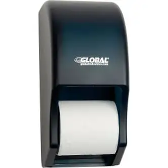 Global Industrial Plastic Standard Double Toilet Tissue Dispenser, Two 5-1/4" Rolls, Gray