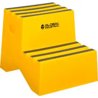 Global Industrial 2 Step Plastic Step Stand, 21"W x 19-1/2"L x 24-1/2"H, Yellow