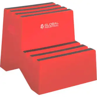 Global Industrial 2 Step Plastic Step Stand, 21"W x 19-1/2"L x 24-1/2"H, Red