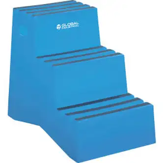 Global Industrial 3 Step Plastic Step Stand, 20"W x 28-1/2"L x 33-1/2"H, Blue