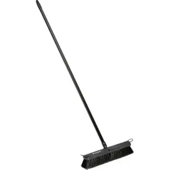 Global Industrial 18" Push Broom W/ Plastic Block & Steel Handle, Fine Sweep