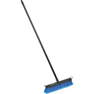 Global Industrial 18" Push Broom W/ Plastic Block & Steel Handle, Multi-Surface Sweep 