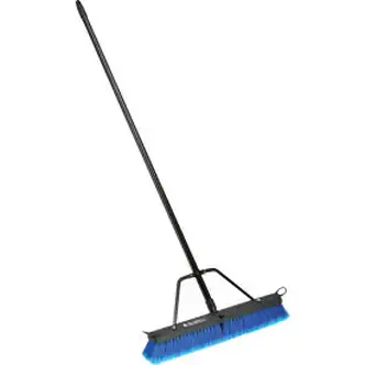 Global Industrial 24" Push Broom W/ Plastic Block & Steel Handle, Multi-Surface Sweep