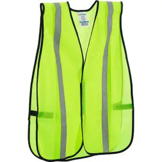 Global Industrial Hi-Vis Safety Vest, 2" Reflective Strips, Mesh, Lime, One Size