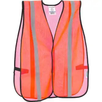 Global Industrial Hi-Vis Safety Vest, 2" Reflective Strips, Mesh, Orange, One Size