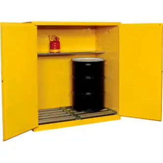 Global Industrial Drum Storage Cabinet Double Door Manual Close Vertical, 59"W x 34"D x 65"H
