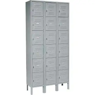 Global Industrial Capital 6-Tier 18 Door Box Locker, 36"W x 18"D x 78"H,Gray,Unassembled
